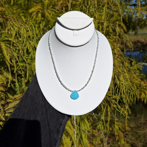 Blue Chalcedony, Czech Glass Necklace ~ Artisan Jewelry - Picture 3 of 8